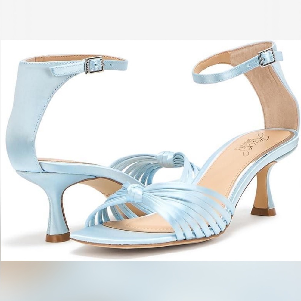 New! Jewel Badgley Mischka Light Blue Strappy Sandals